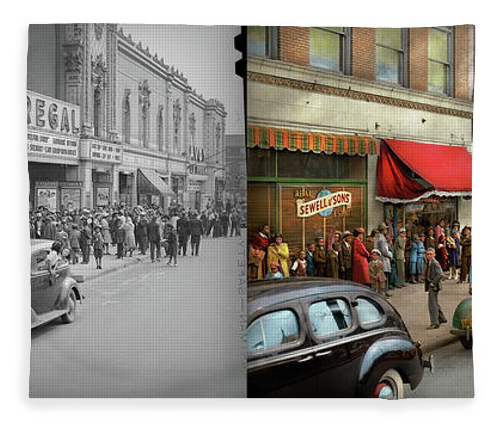 Chicago Fleece Blanket featuring the photograph City - Chicago, IL - Entertaining Chicago 1941 - Side by Side by Mike Savad