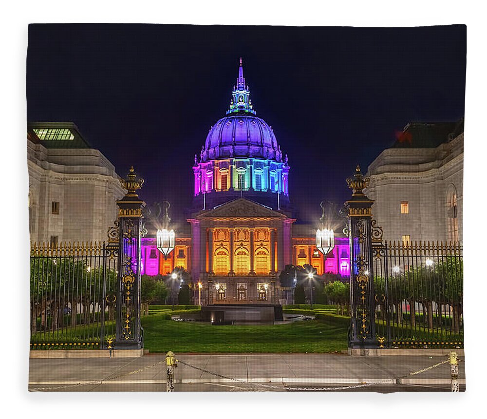 Government Building Fleece Blanket featuring the photograph City Hall Colors by Jonathan Nguyen