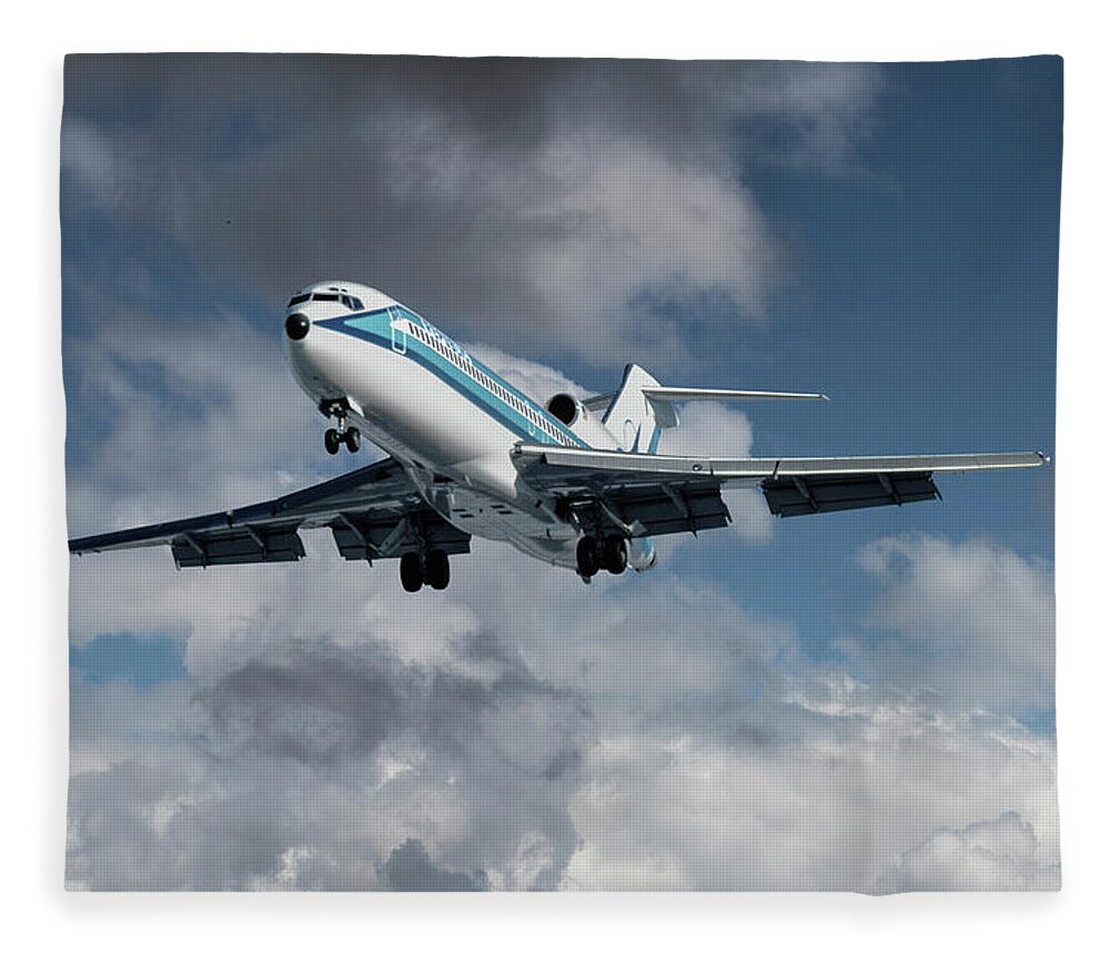Republic Airlines Fleece Blanket featuring the photograph Classic Republic Airlines Boeing 727 by Erik Simonsen