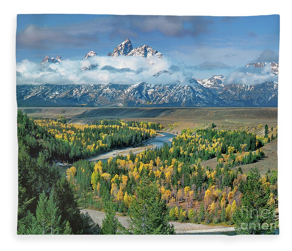 Dave Welling Fleece Blanket featuring the photograph Clearing Storm Snake River Overlook Grand Tetons Np by Dave Welling