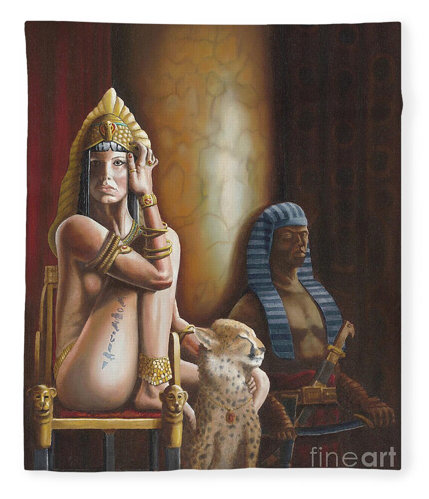 Cleopatra Fleece Blanket featuring the painting Princess of the Nile by Ken Kvamme