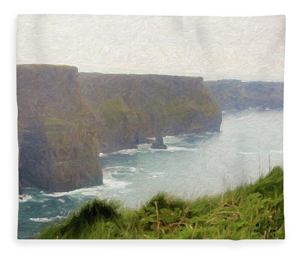 Cliffs Of Moher Fleece Blanket featuring the photograph Cliffs of Moher by Carolyn Ann Ryan