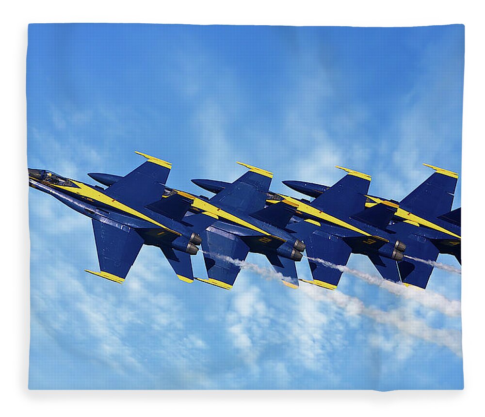 Blue Angels Fleece Blanket featuring the photograph Close Quarters by Randall Allen