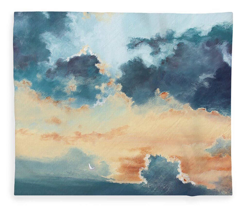 Blue Fleece Blanket featuring the painting Morning by Katrina Nixon