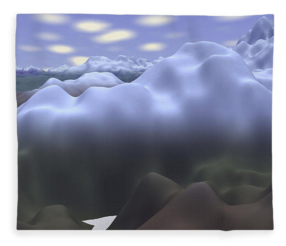 Exoplanet Fleece Blanket featuring the digital art Cloud Mountains 2 by Bernie Sirelson
