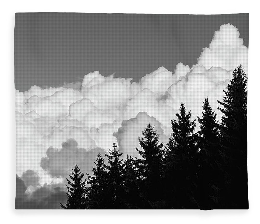 Cloud Fleece Blanket featuring the photograph Clouds and Trees by Martin Vorel Minimalist Photography