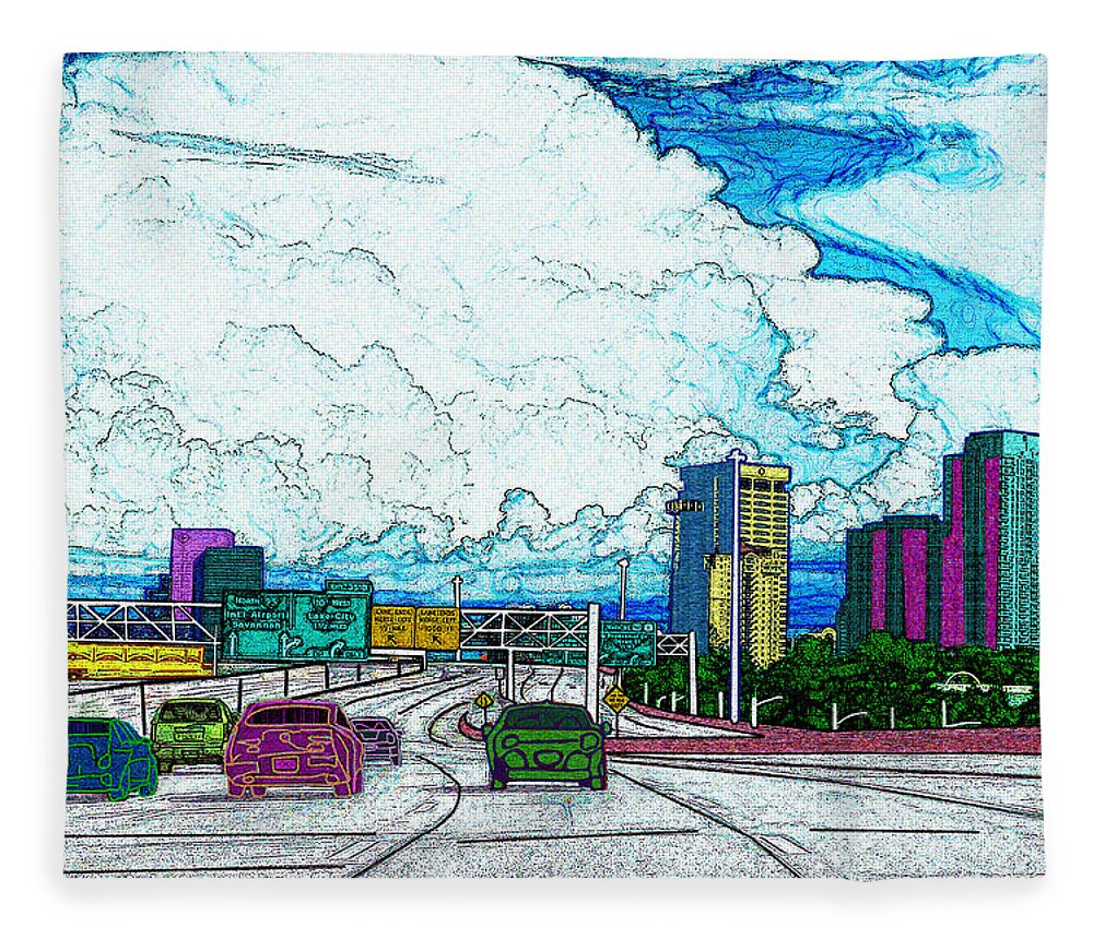 Clouds Fleece Blanket featuring the digital art Clouds Over Jacksonville by Rod Whyte
