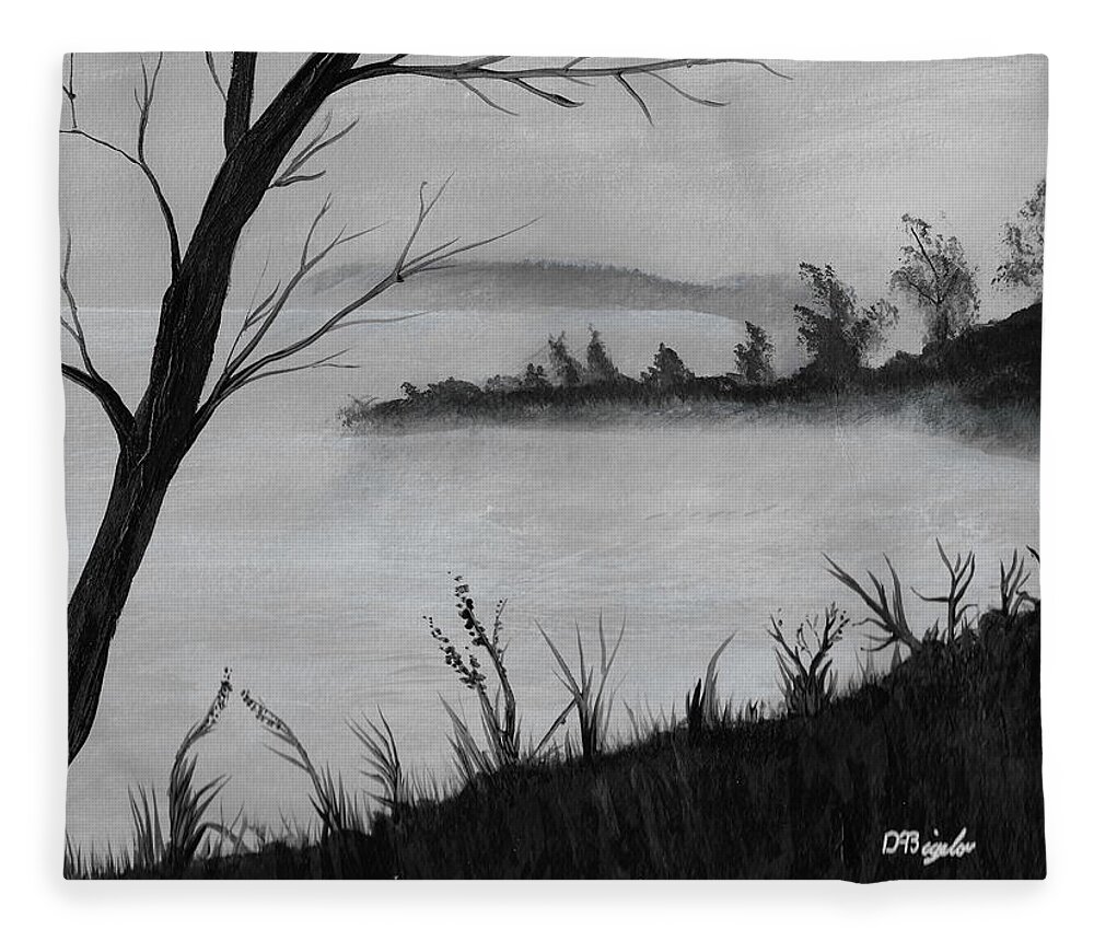 Monochrome Fleece Blanket featuring the painting Cloudy night by David Bigelow