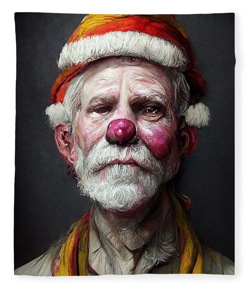 Santa Clown Fleece Blanket featuring the digital art Clown Santa Clause by Trevor Slauenwhite