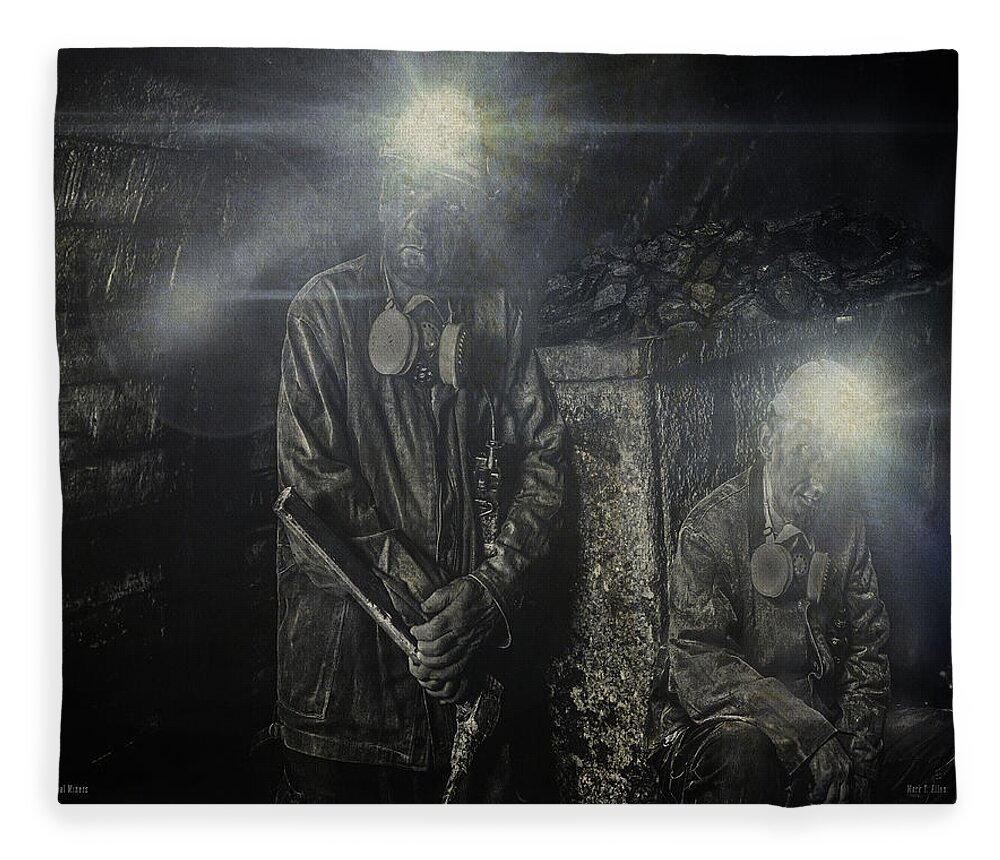 Coal Fleece Blanket featuring the digital art Coal Miners by Mark Allen