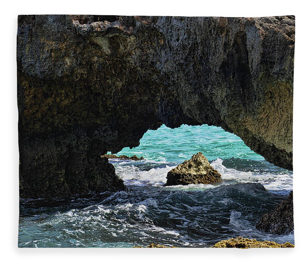 Cozumel Fleece Blanket featuring the photograph Coastal Arch by Brad Barton