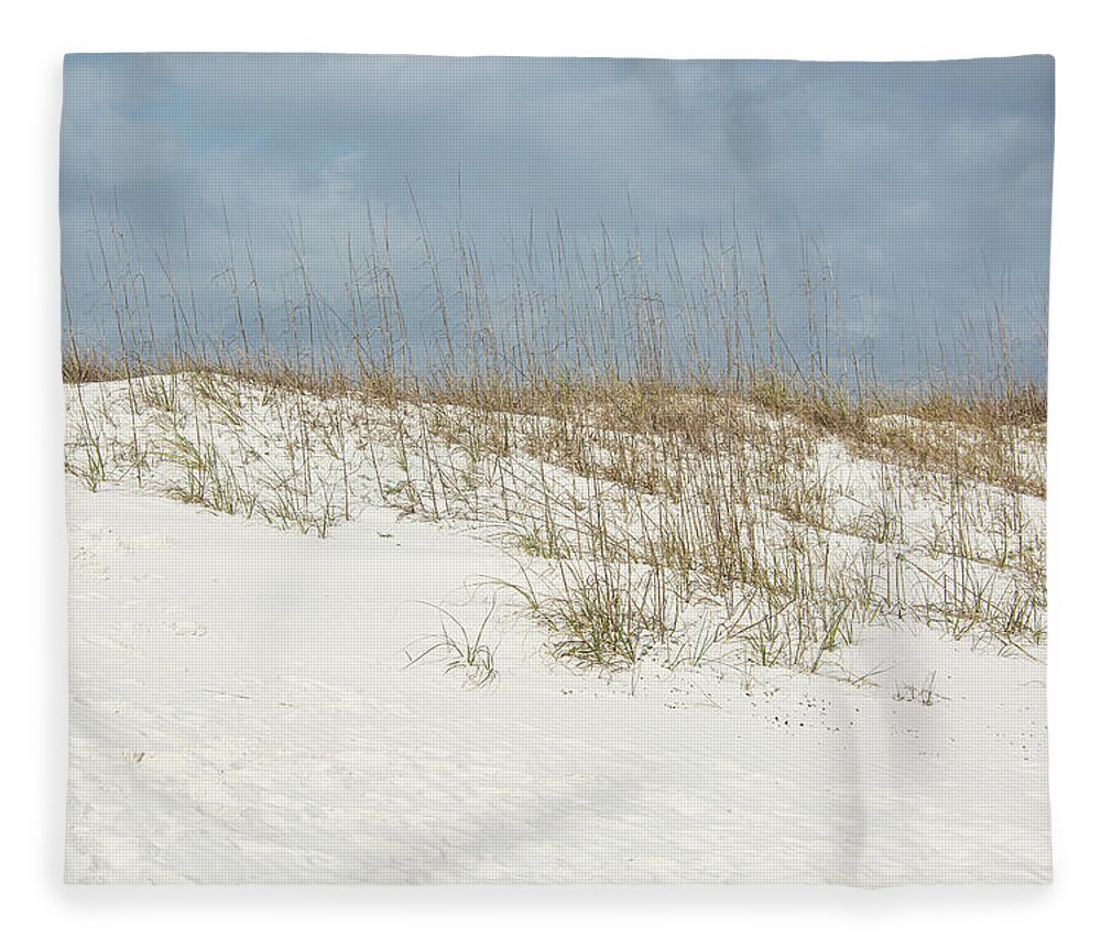 Sea Oats Growing On Sand Dune Fleece Blanket featuring the photograph Coastal Sand Dune by Pamela Williams