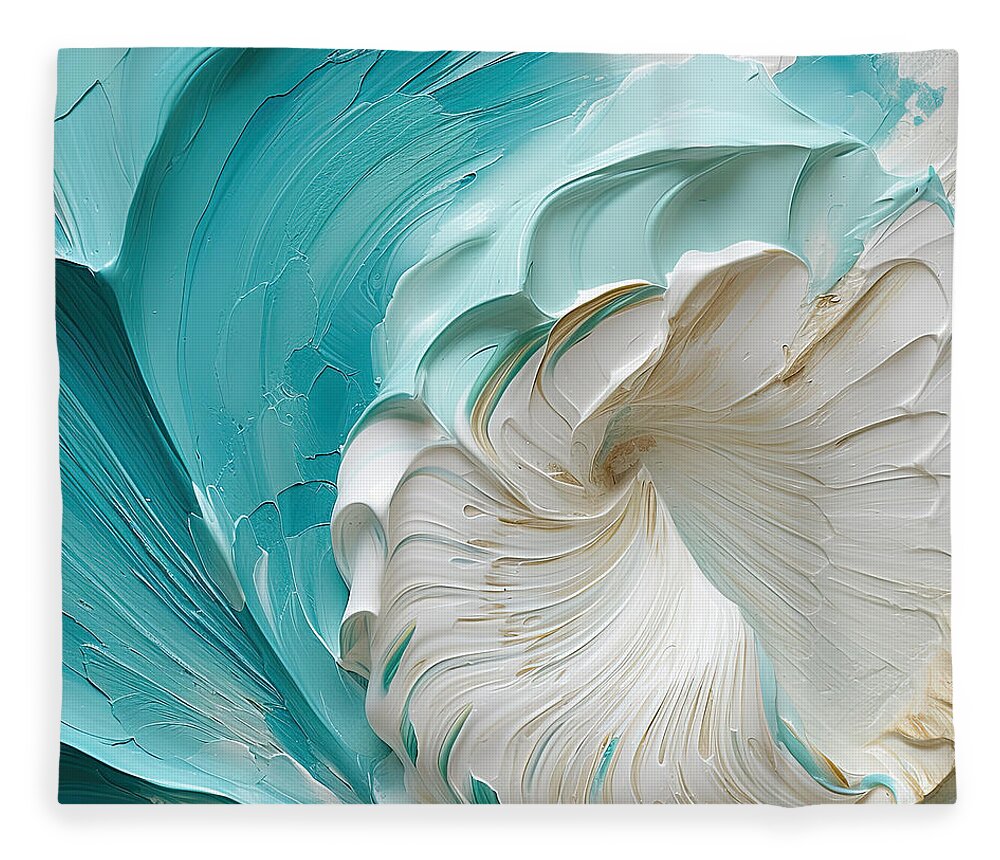 Seashell Fleece Blanket featuring the digital art Coastline Jewel - Seashells Abstract Art by Lourry Legarde