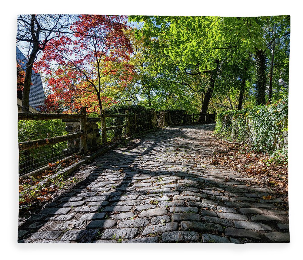 Autumn Fleece Blanket featuring the photograph Cobblestones in Autumn by Kevin Suttlehan