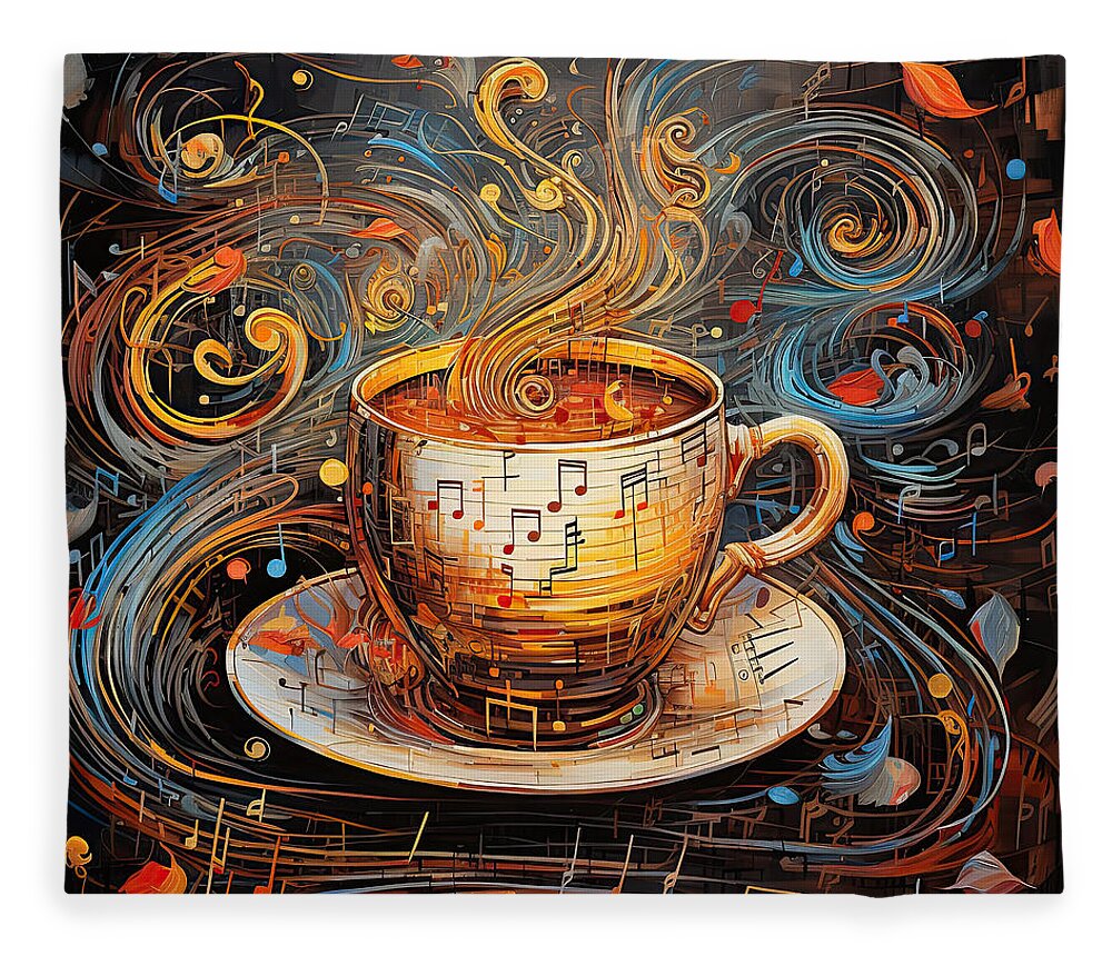 Coffee Fleece Blanket featuring the digital art Coffee And Music by Lourry Legarde