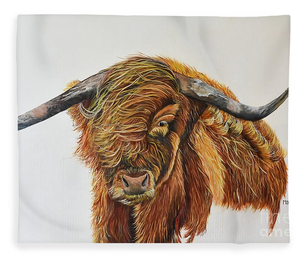 Highland Fleece Blanket featuring the painting Coinneach by Marilyn McNish