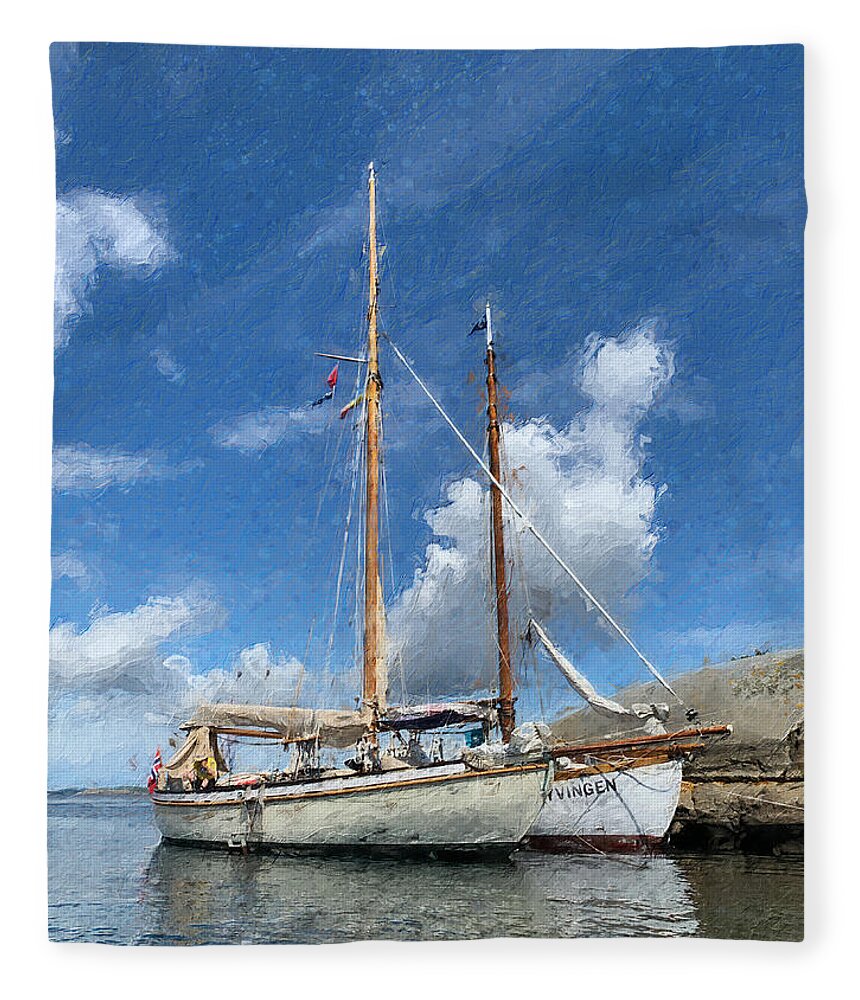 Ship Fleece Blanket featuring the digital art Colin Archers by Geir Rosset