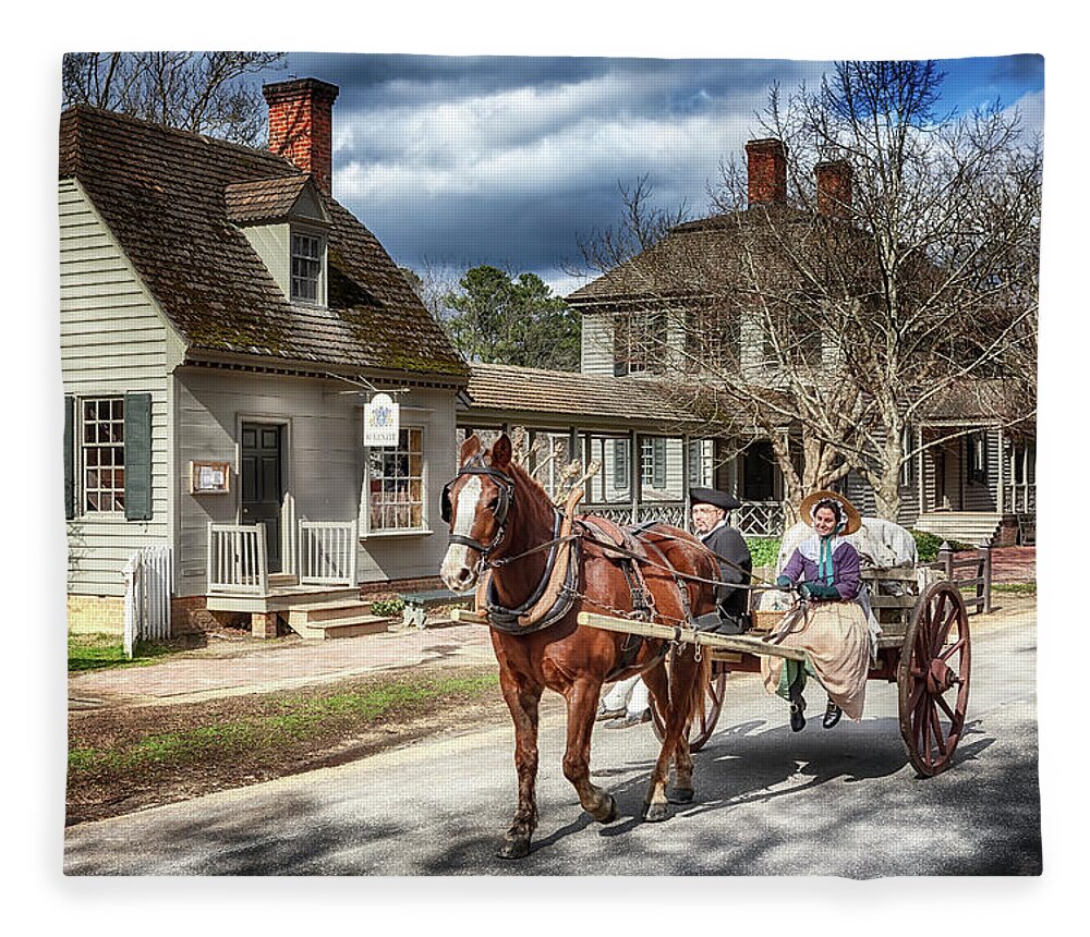Virginia Fleece Blanket featuring the photograph Colonial Williamsburg - Market Day by Susan Rissi Tregoning