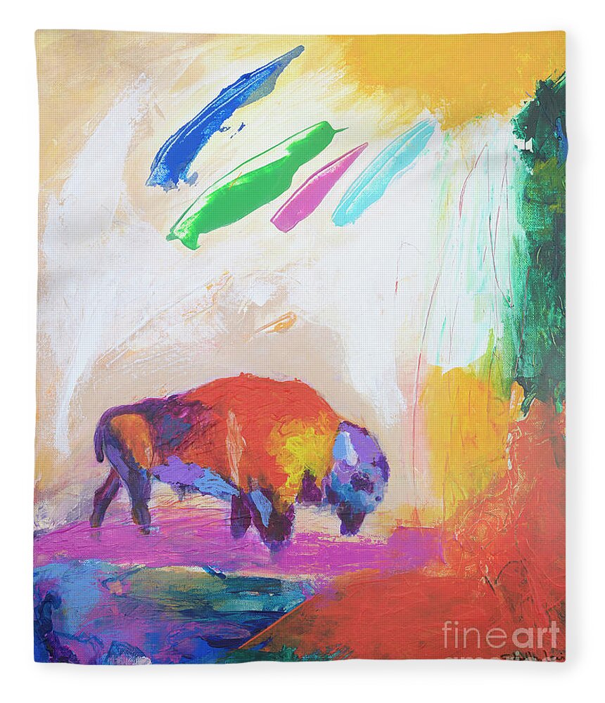 Bison Fleece Blanket featuring the photograph Bison painting by Stella Levi
