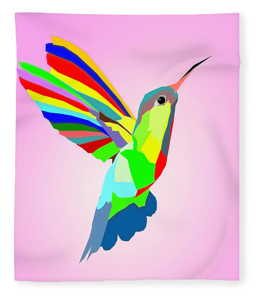 Colorful Hummingbird Design Fleece Blanket featuring the digital art Colorful Hummingbird Design by Dan Sproul