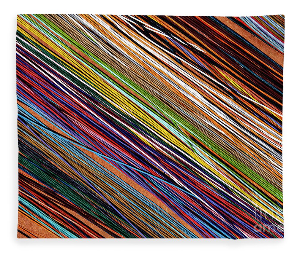 Apt Fleece Blanket featuring the photograph Colorful Leather Strips at Apt Market by Bob Phillips