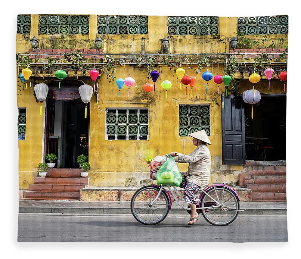 Ancient Fleece Blanket featuring the photograph Colors of Hoi An by Arj Munoz