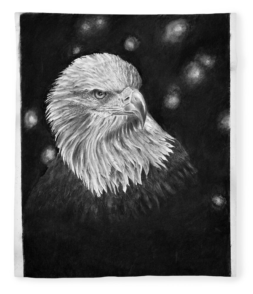 Eagle Fleece Blanket featuring the drawing Commanding Gaze by Greg Fox
