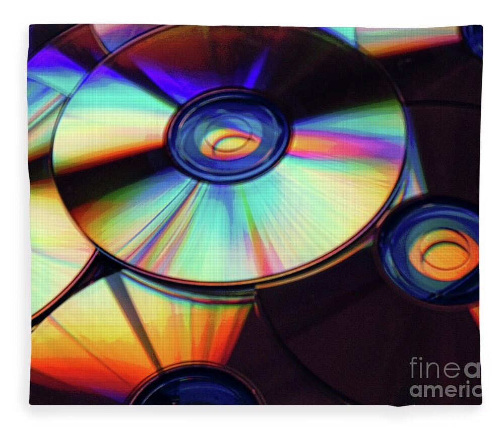 Compact Disks Fleece Blanket featuring the digital art Compact Disks by Phil Perkins