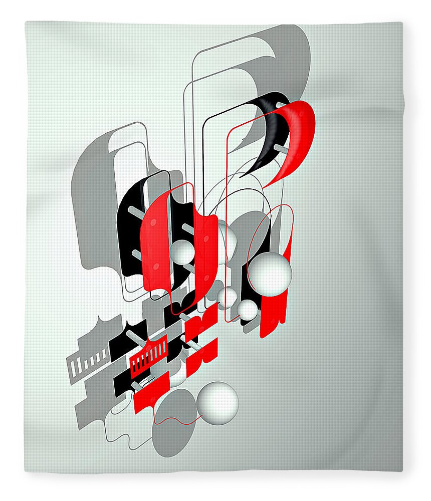 Abstract Fleece Blanket featuring the digital art Composition BAU9b by Andrei SKY