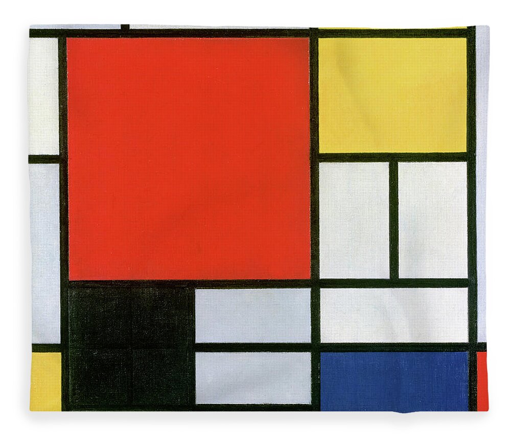 harpun For pokker leder Composition with Large Red Plane, Yellow, Black, Grey and Blue, 1921 Fleece  Blanket by Piet Mondrian - Fine Art America