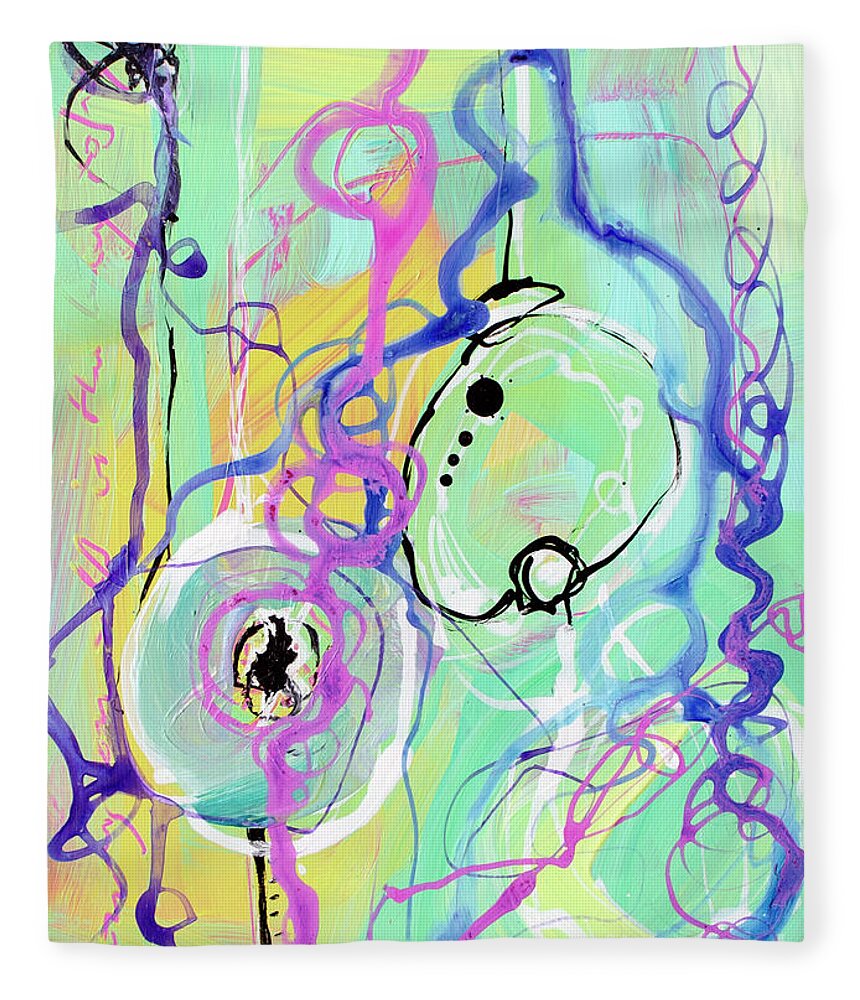 Modern Abstract Painting Fleece Blanket featuring the painting Contemporary Abstract - Crossing Paths No. 1 - Modern Artwork Painting by Patricia Awapara