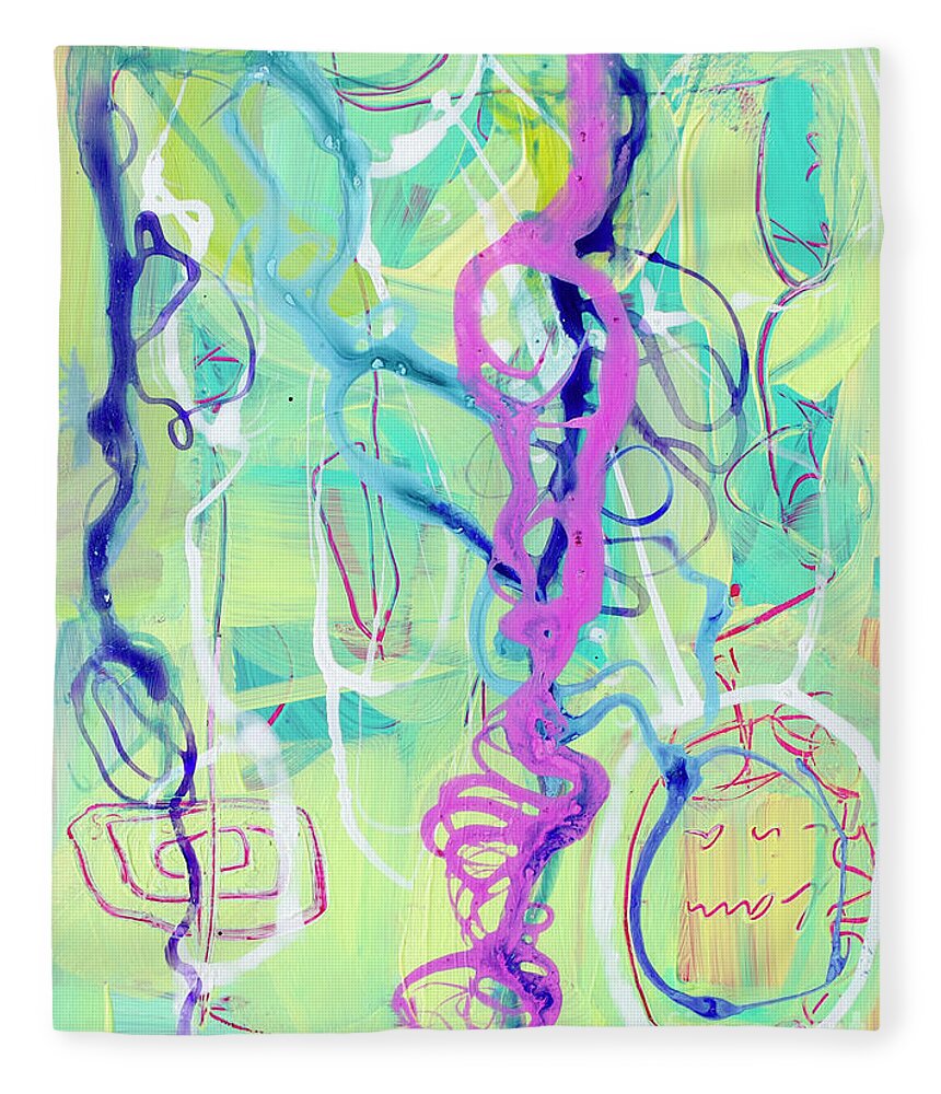 Modern Abstract Art Fleece Blanket featuring the painting Contemporary Abstract - Crossing Paths No. 2 - Modern Artwork Painting No. 3 by Patricia Awapara