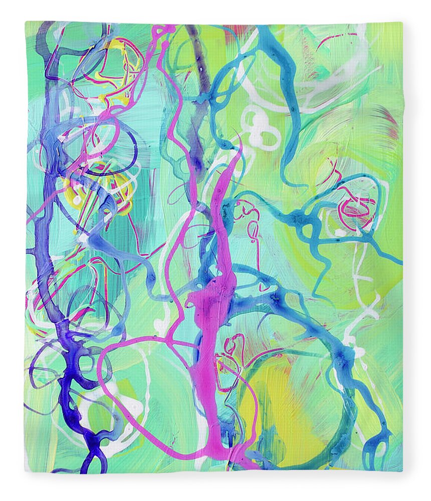 Modern Abstract Art Fleece Blanket featuring the painting Contemporary Abstract - Crossing Paths No. 2 - Modern Artwork Painting by Patricia Awapara
