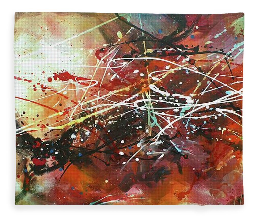 Abstract Fleece Blanket featuring the painting Contradictions by Michael Lang