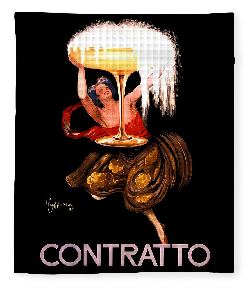 Contratto Fleece Blanket featuring the painting Contratto Advertising Poster by Leonetto Cappiello