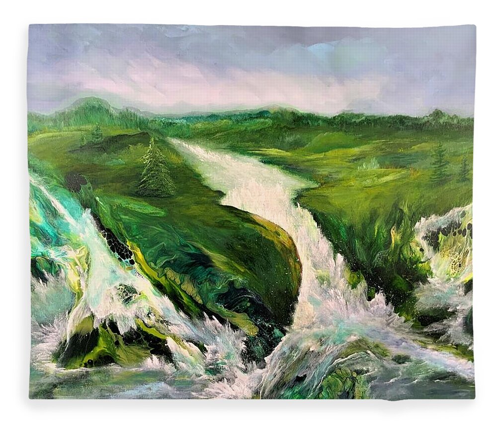 Abstract Fleece Blanket featuring the painting Convergence by Soraya Silvestri