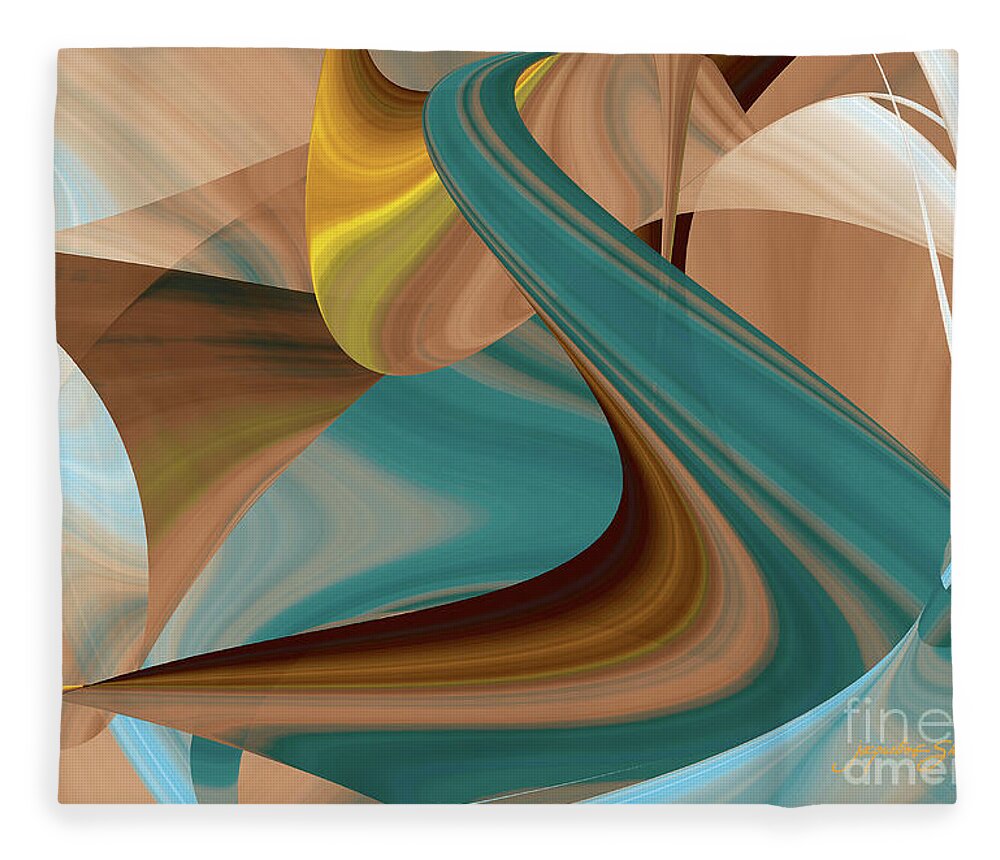 Abstract Fleece Blanket featuring the digital art Cool Curvelicious by Jacqueline Shuler