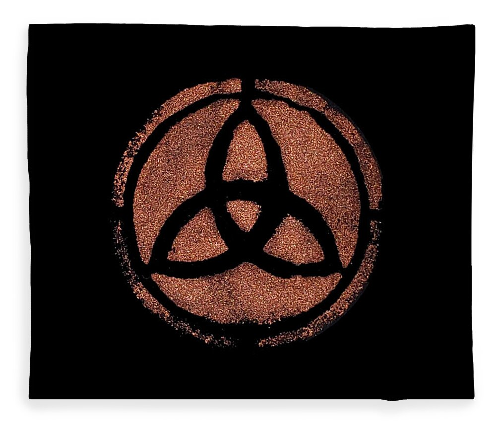 Copper Fleece Blanket featuring the painting Copper Triquetra by Vicki Noble