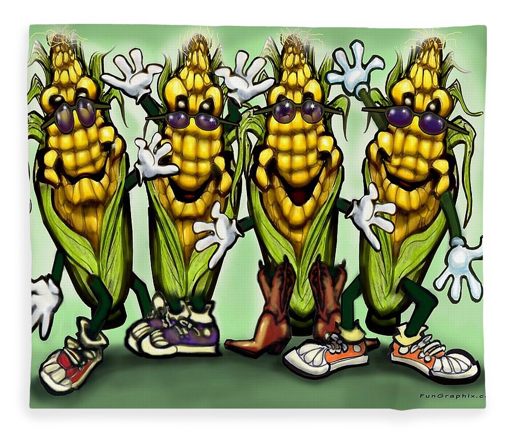 Corn Fleece Blanket featuring the digital art Corn Party by Kevin Middleton