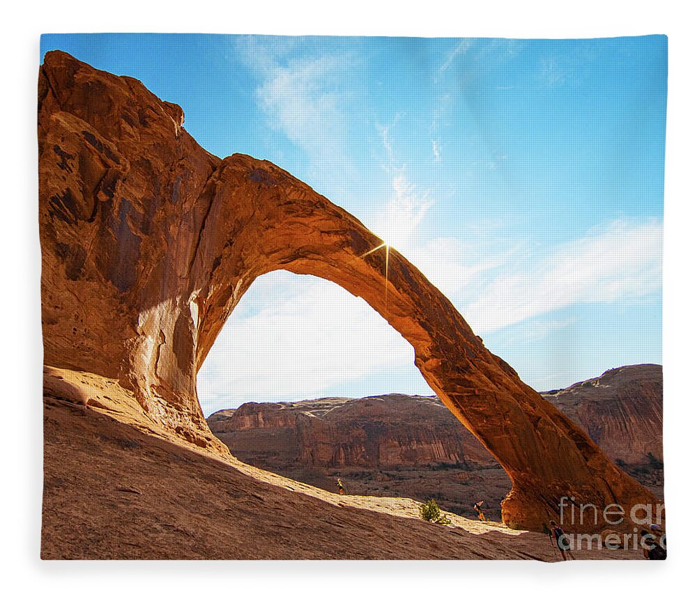 Canyonlands National Park Fleece Blanket featuring the photograph Corona Arch Moab Utah by Wayne Moran