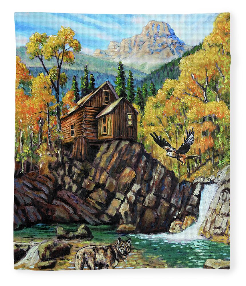 Rocky Mountains Fleece Blanket featuring the painting Corona Get Away by John Lautermilch