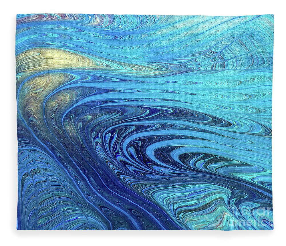 Abstract Fleece Blanket featuring the painting Cosmic Flow by Lucy Arnold