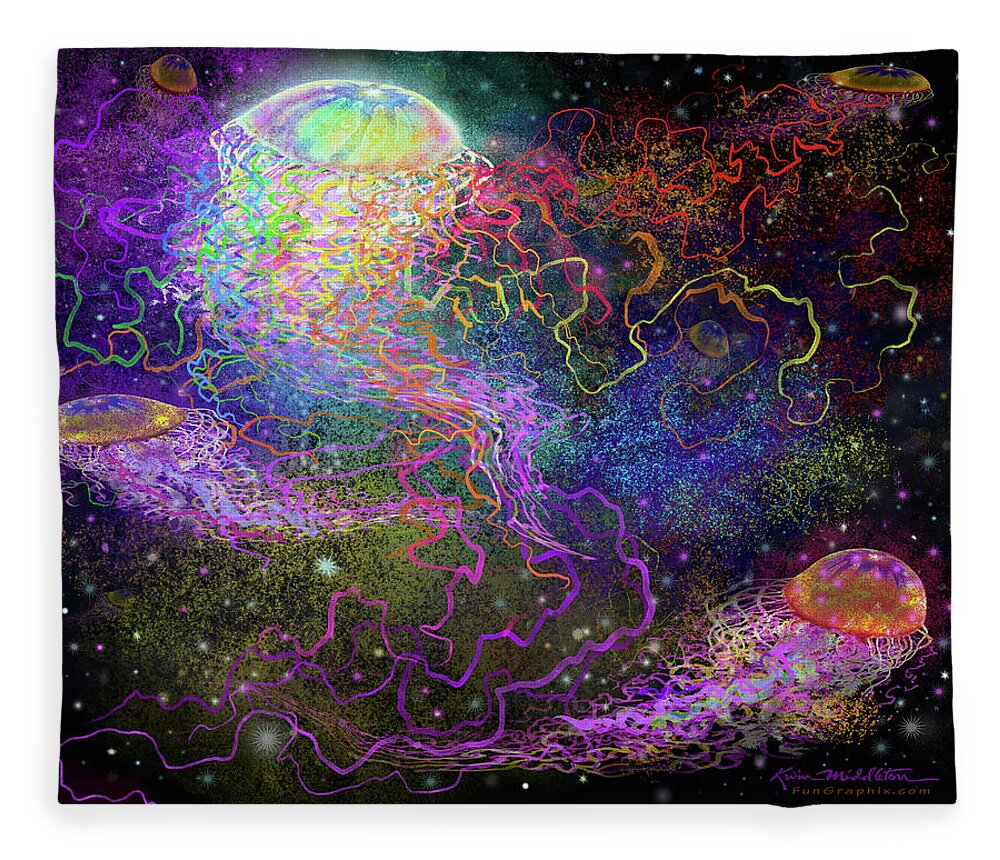 Cosmic Fleece Blanket featuring the digital art Cosmic Celebration by Kevin Middleton