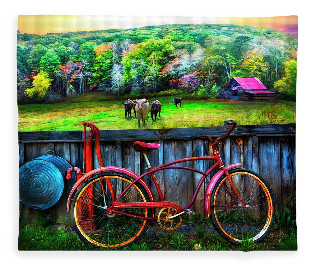 Barns Fleece Blanket featuring the photograph Country Rust Painting by Debra and Dave Vanderlaan