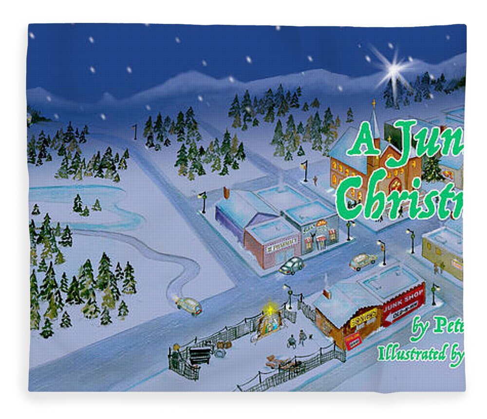Christmas Fleece Blanket featuring the painting Cover Illustration- A Junkman's Christmas Eve by Phyllis London