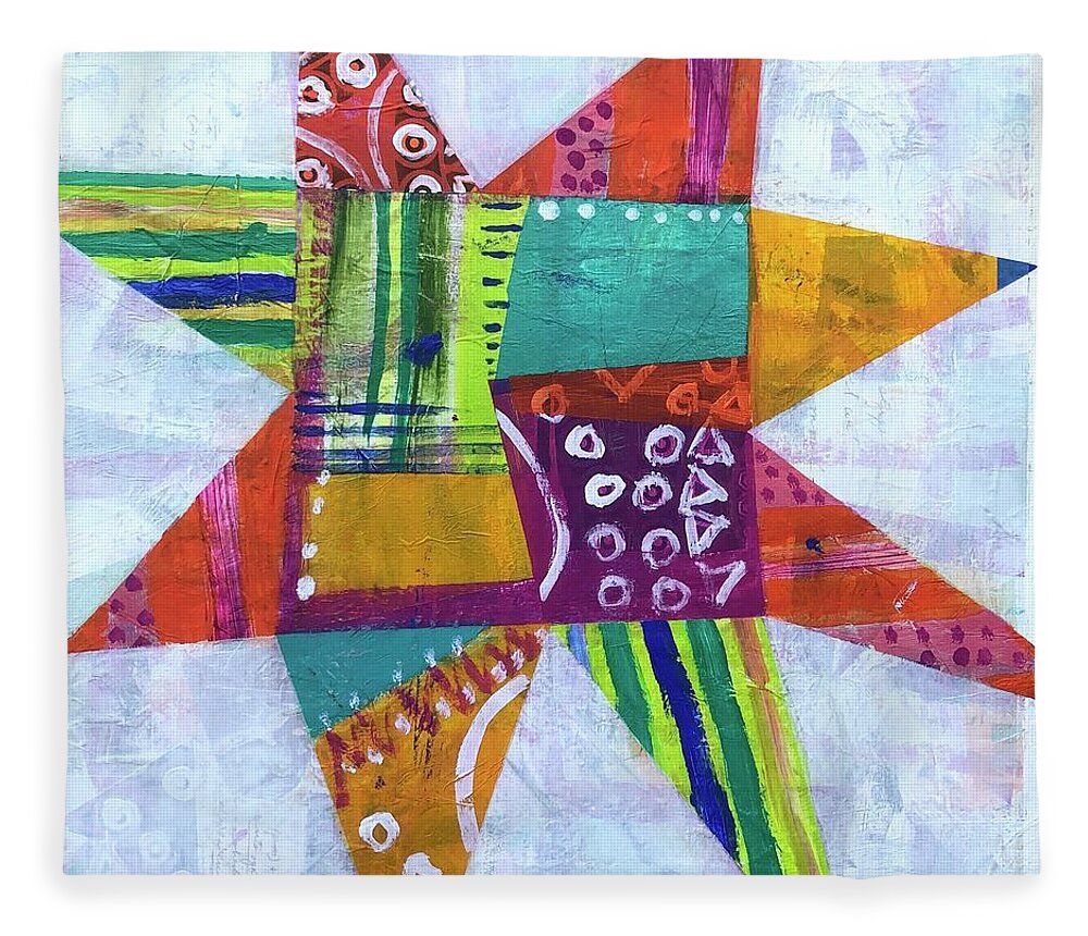 Star Fleece Blanket featuring the painting Coverup by Cyndie Katz