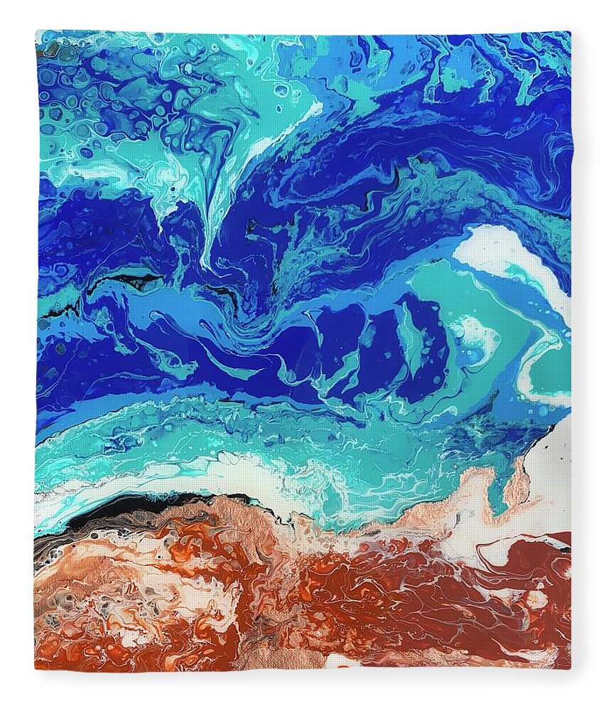 Ocean Fleece Blanket featuring the painting Crash by Nicole DiCicco