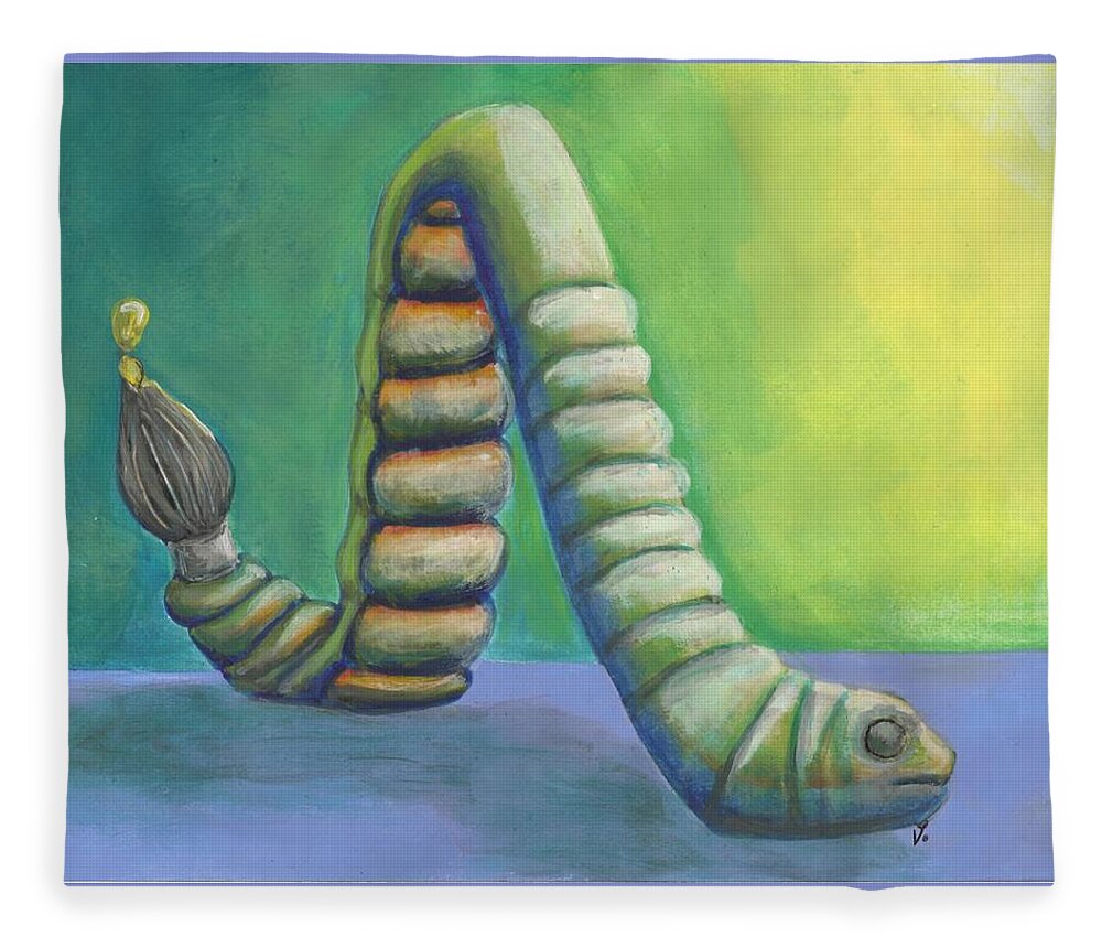 Worm Fleece Blanket featuring the painting Creative Juices by Vicki Noble