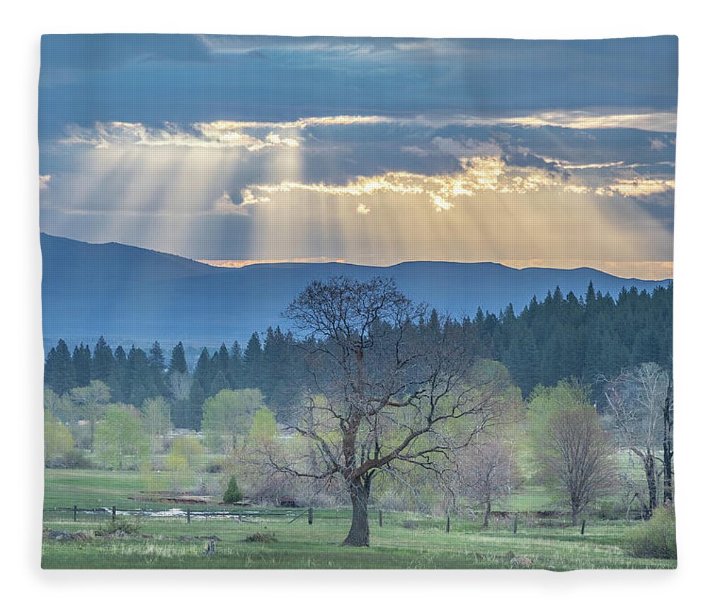 Sun Fleece Blanket featuring the photograph Crepuscular by Randy Robbins