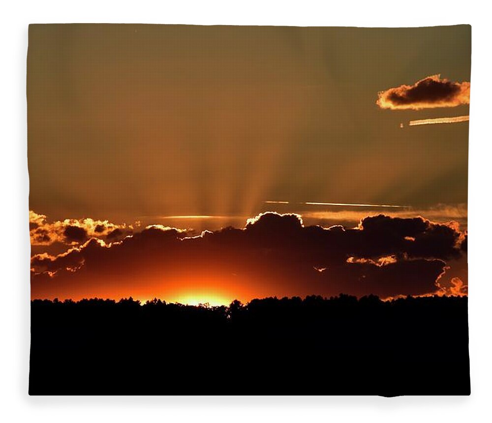 Crepuscular Fleece Blanket featuring the photograph Crepuscular rays at sunset by Monika Salvan